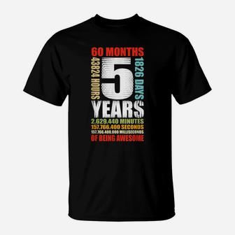 5Th Birthday 5 Year Old Boys Girls Kids Party Being Awesome T-Shirt | Crazezy
