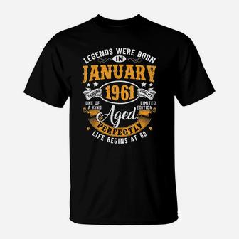 60 Years Old Gifts Vintage January 1961 60Th Birthday Gift T-Shirt | Crazezy DE