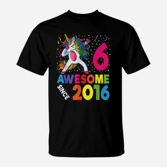6Th Birthday Dabbing Unicorn Party Gift 6 Years Old Girl T-Shirt | Crazezy