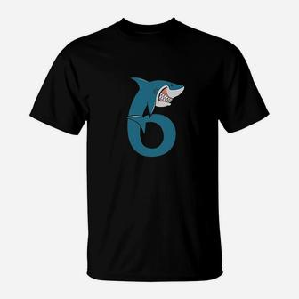 6Th Birthday Shark Party Gift For Six Years Old T-Shirt | Crazezy CA