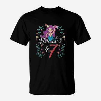 7 Years Old Birthday Mermaid 7Th Birthday T-Shirt | Crazezy UK