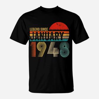 73 Years Old Retro Birthday Gift Legend Since January 1948 T-Shirt | Crazezy UK