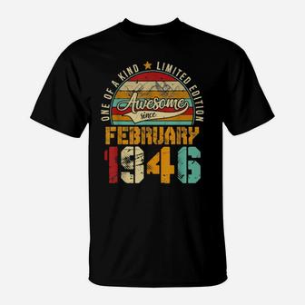 75Th Birthday Distressed February 1946 75 Years Old T-Shirt - Monsterry DE