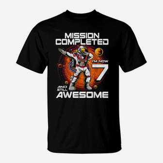 7Th Birthday Astronaut 7 Years Old Outer Space Birthday T-Shirt | Crazezy CA