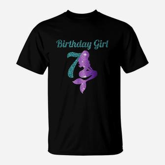 7Th Birthday Girl Of Mermaid T-Shirt | Crazezy