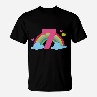 7Th Birthday Rainbow T-Shirt | Crazezy