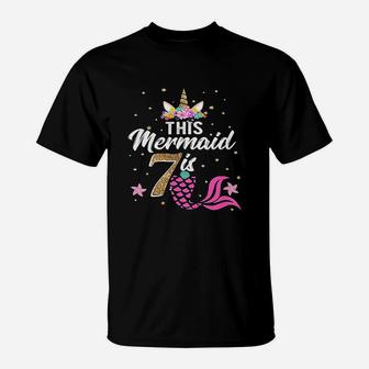 7Th Birthday Unicorn Mermaid T-Shirt | Crazezy AU