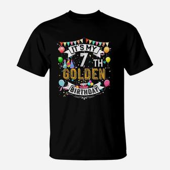 7Th Golden Birthday Vintage T-Shirt | Crazezy
