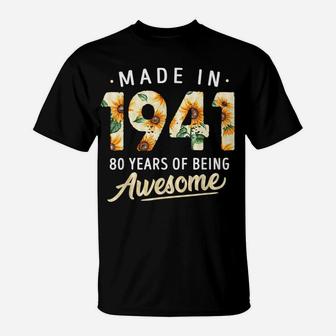 80 Years Old Girl Gifts 80Th Birthday Made Born 1941 Women T-Shirt | Crazezy CA