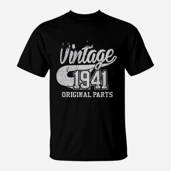80Th Birthday For Men Vintage 1941 Original Parts Distressed T-Shirt | Crazezy AU