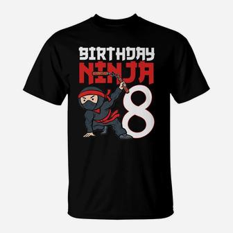 8Th Birthday Ninja I'm 8 Years Old Bday Party Best Boy T-Shirt | Crazezy