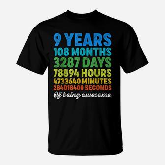 9 Years Old Gifts 9Th Birthday Tee Vintage Retro Countdown T-Shirt | Crazezy AU