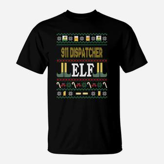 911 Dispatcher Elf Funny Christmas Gift Sweatshirt T-Shirt | Crazezy