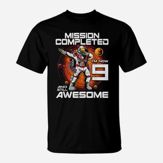 9Th Birthday Astronaut 9 Years Old Outer Space Birthday T-Shirt | Crazezy CA