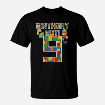 9Th Birthday Gift 9 Years Old Building Boys T-Shirt | Crazezy UK