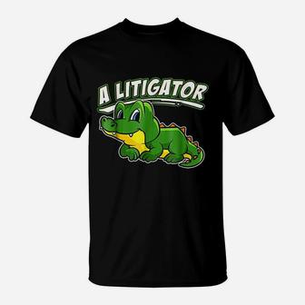 A Litigator Cute Alligator Funny Lawyer Attorney T-Shirt - Thegiftio UK