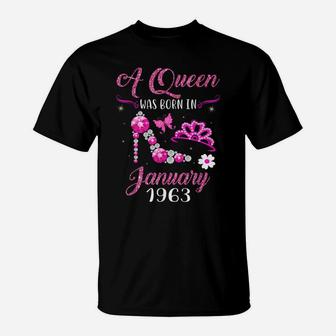 A Queen Was Born In January 1963 58Th Birthday Gift T-Shirt | Crazezy CA