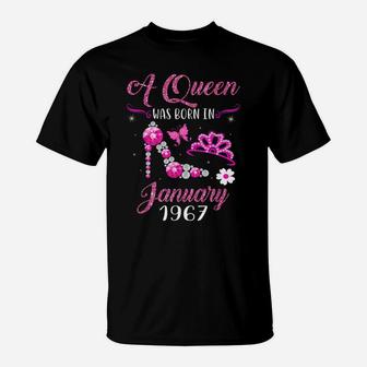 A Queen Was Born In January 1967 54Th Birthday Gift T-Shirt | Crazezy