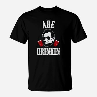 Abe Drinkin 4Th Of July Navy Blue With White Red Print T-Shirt | Crazezy AU