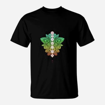 Abstraktes Naturdesign Schwarzes T-Shirt, Buntes Kunst-Motiv - Seseable