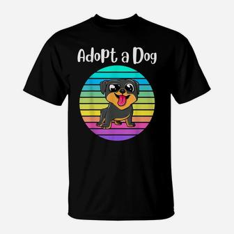 Adopt A Dog Funny Vintage Rainbow Sunset Puppy Pet Rescue T-Shirt | Crazezy