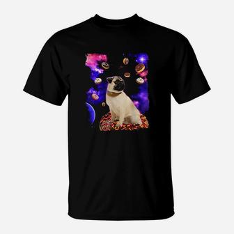 Adorable Pug In Space With Doughnuts T-Shirt | Crazezy DE