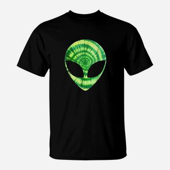 Alien Head Tie Dye Glow Trippy Party T-Shirt | Crazezy