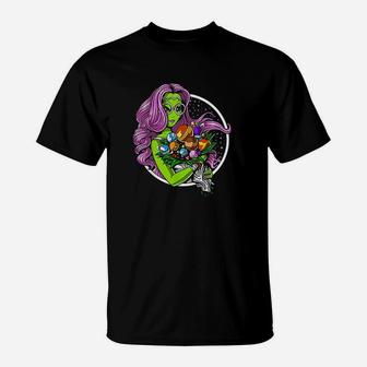 Alien Hippie Psychedelic Space Planets Flowers Women T-Shirt | Crazezy CA
