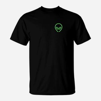 Alien Space Green Ufo Scifi Retro 70S Pocket Size T-Shirt | Crazezy