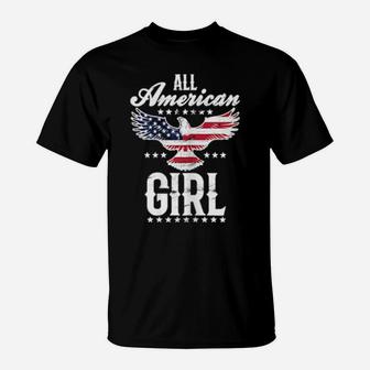 All American Girl 4Th Of July Patriotic Eagle T-Shirt - Monsterry
