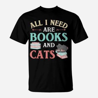 All I Need Are Books & Cats Funny Cat Mom Book Reading Lover Zip Hoodie T-Shirt | Crazezy AU