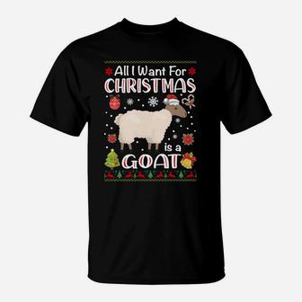 All I Want Is A Goat For Christmas Ugly Xmas Pajamas Sweatshirt T-Shirt | Crazezy