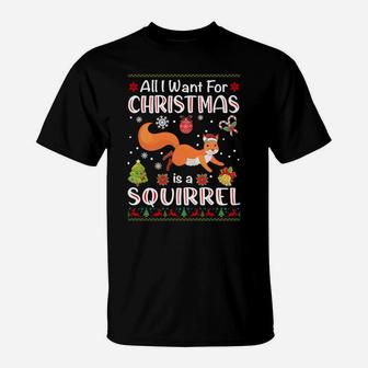 All I Want Is A Squirrel For Christmas Ugly Xmas Pajamas Sweatshirt T-Shirt | Crazezy CA