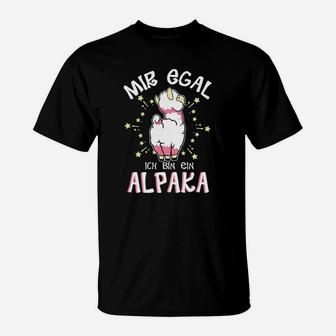 Alpaka Mir Egal Statement Spruch T-Shirt - Seseable