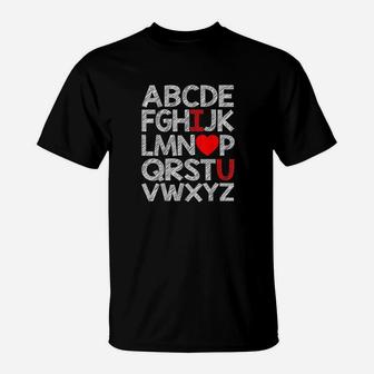 Alphabet Abc I Love You Valentines Day Heart Gifts T-Shirt | Crazezy