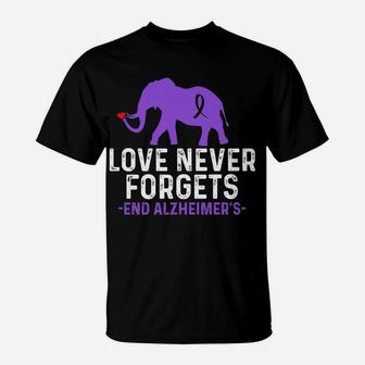 Alzheimers Awareness Love Never Forgets End Alzheimer's T-Shirt | Crazezy