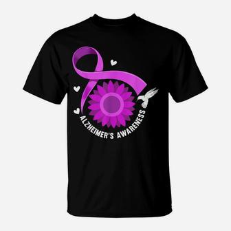 Alzheimer's Ribbon Flower Dementia Alzheimer's Awareness T-Shirt | Crazezy AU
