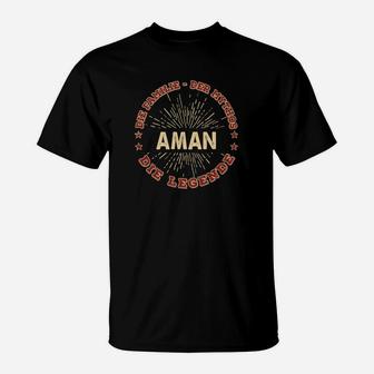 AMAN - Die Legende Personalisiertes Schwarzes T-Shirt, Unikat Design - Seseable