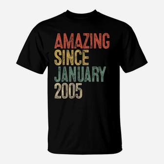 Amazing Since January 2005 16Th Birthday Gift 16 Year Old T-Shirt | Crazezy UK