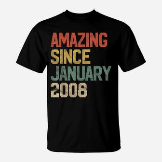 Amazing Since January 2008 13Th Birthday Gift 13 Year Old T-Shirt | Crazezy AU
