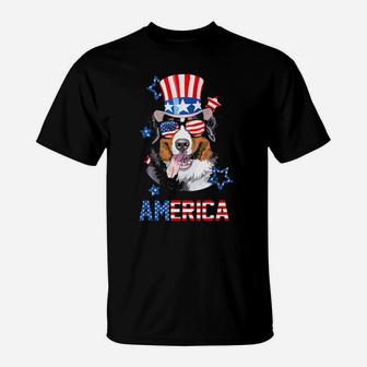 America Bernese Mountain Dog 4Th Of July T-Shirt - Monsterry