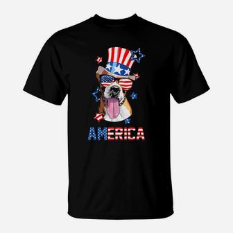 America Boxer Dog Owner 4Th Of July Usa Flag T-Shirt - Monsterry UK