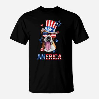 America Boxer Dog Owner 4Th Of July Usa Flag T-Shirt - Monsterry
