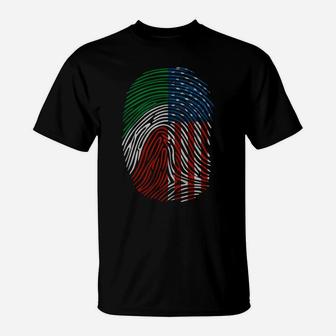 American And Mexican Flag Funny Mexico Us Fingerprint Gift T-Shirt | Crazezy
