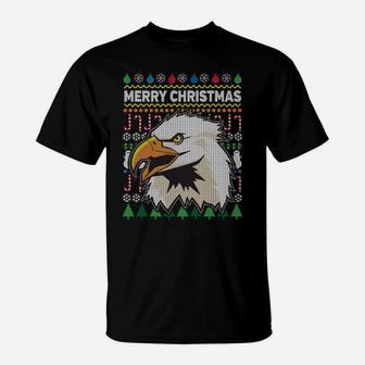 American Bald Eagle Merry Christmas Ugly Xmas Design Sweatshirt T-Shirt | Crazezy UK