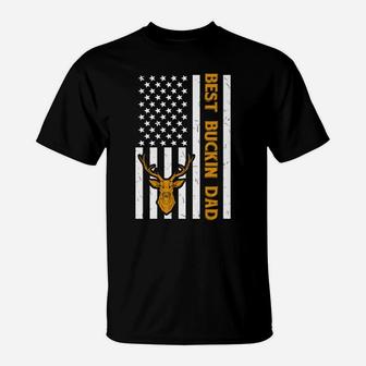 American Deer Hunter Patriotic Hunter Dad Best Buckin Daddy T-Shirt | Crazezy
