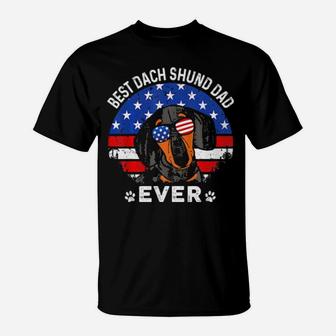 American Flag 4Th Of July Dachshund Gifts Dachsie Dad T-Shirt - Monsterry
