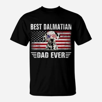 American Flag Best Dalmatian Dad Ever Tee Dog Dad T-Shirt | Crazezy DE