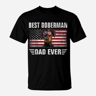 American Flag Best Doberman Dad Ever Tee Dog Dad T-Shirt | Crazezy