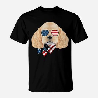 American Flag Cocker Spaniel Patriotic 4Th Of July T-Shirt - Monsterry
